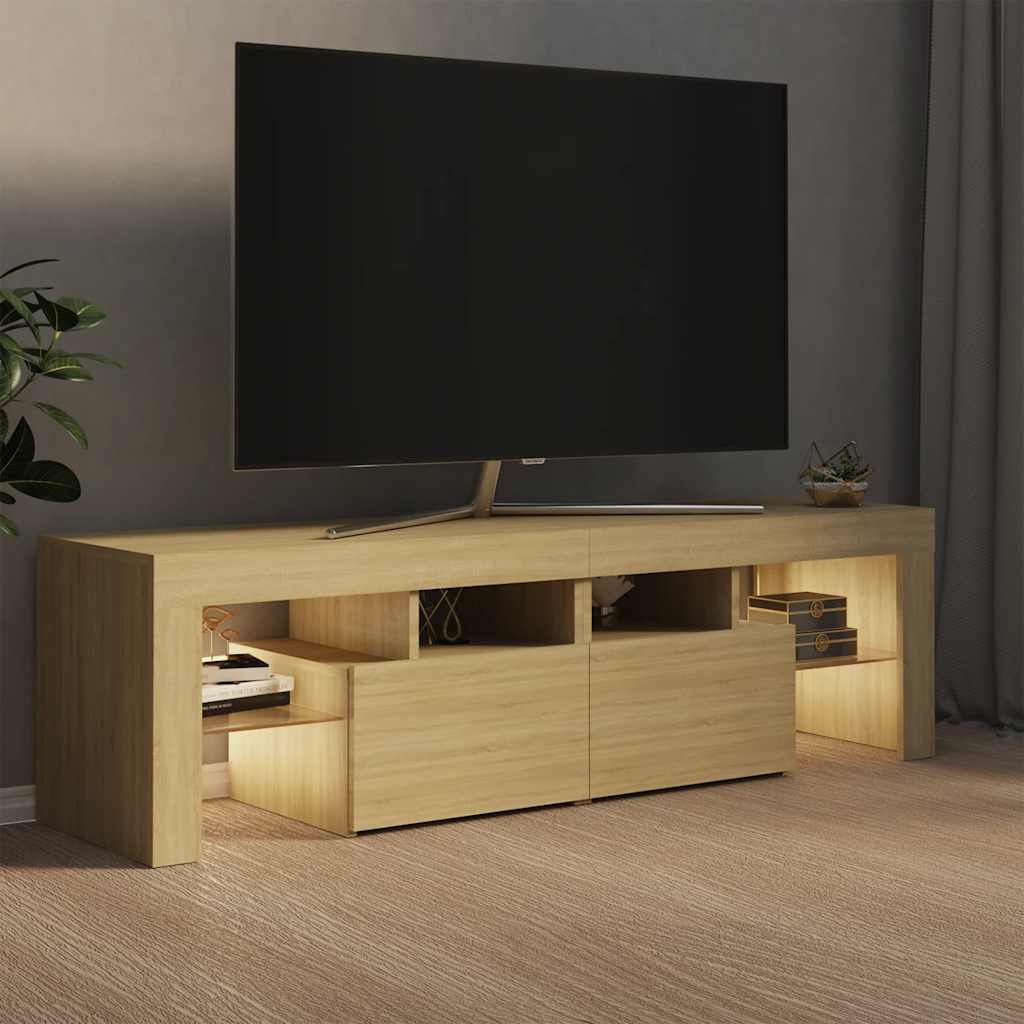 Tv-meubel LED-verlichting 140x36,5x40 cm sonoma eikenkleurig is nu te koop bij PeponiXL, paradijselijk wonen!