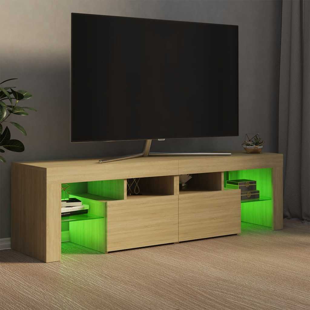 Tv-meubel LED-verlichting 140x36,5x40 cm sonoma eikenkleurig is nu te koop bij PeponiXL, paradijselijk wonen!