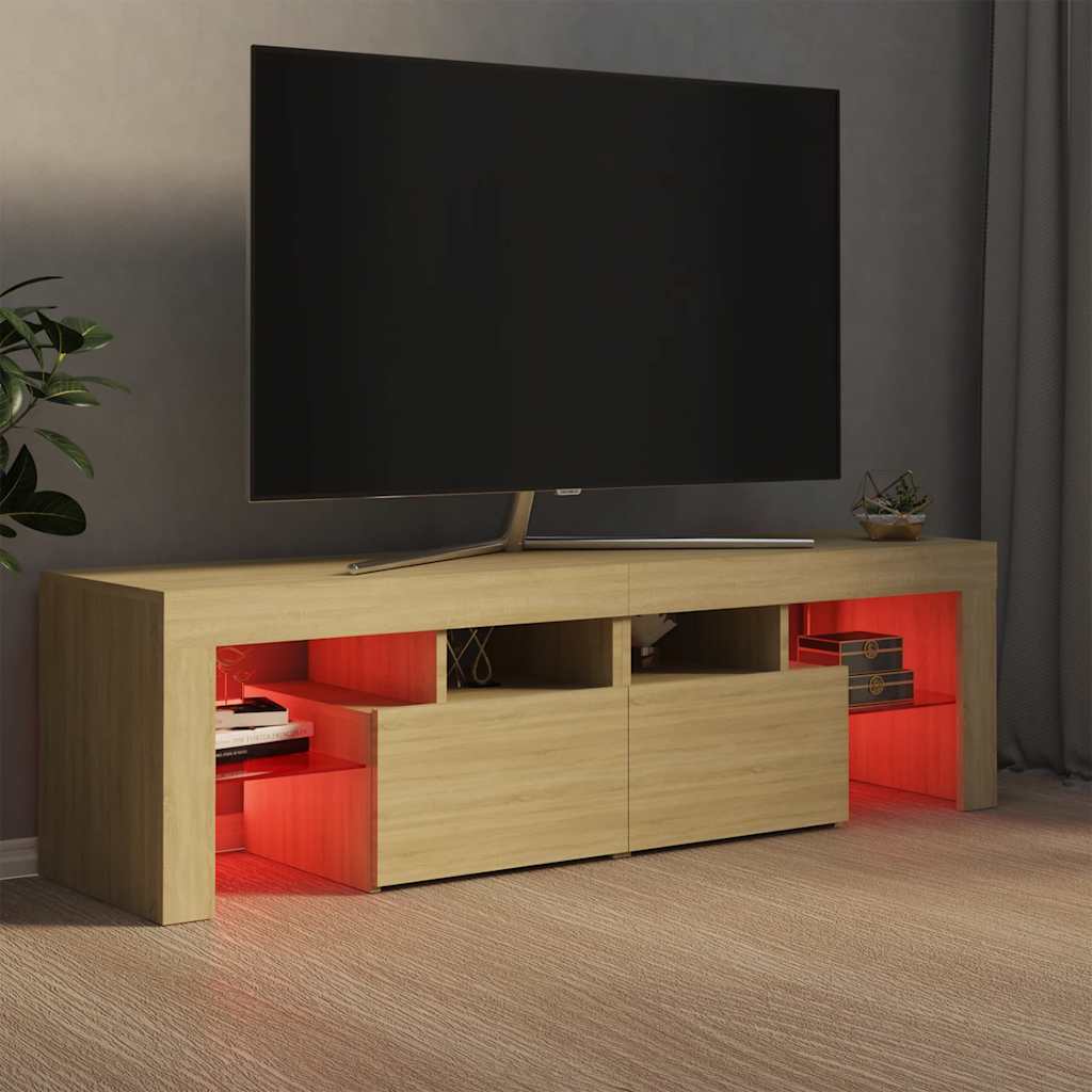 Tv-meubel LED-verlichting 140x36,5x40 cm sonoma eikenkleurig is nu te koop bij PeponiXL, paradijselijk wonen!
