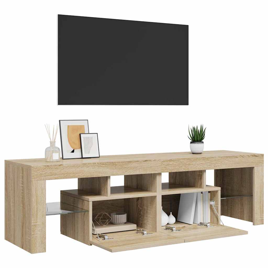 Tv-meubel LED-verlichting 140x36,5x40 cm sonoma eikenkleurig is nu te koop bij PeponiXL, paradijselijk wonen!