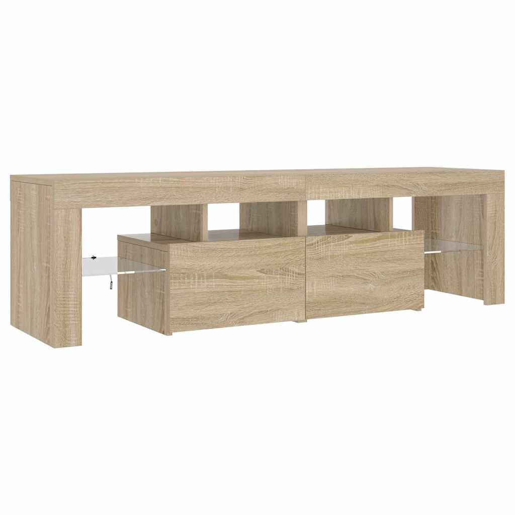 Tv-meubel LED-verlichting 140x36,5x40 cm sonoma eikenkleurig is nu te koop bij PeponiXL, paradijselijk wonen!