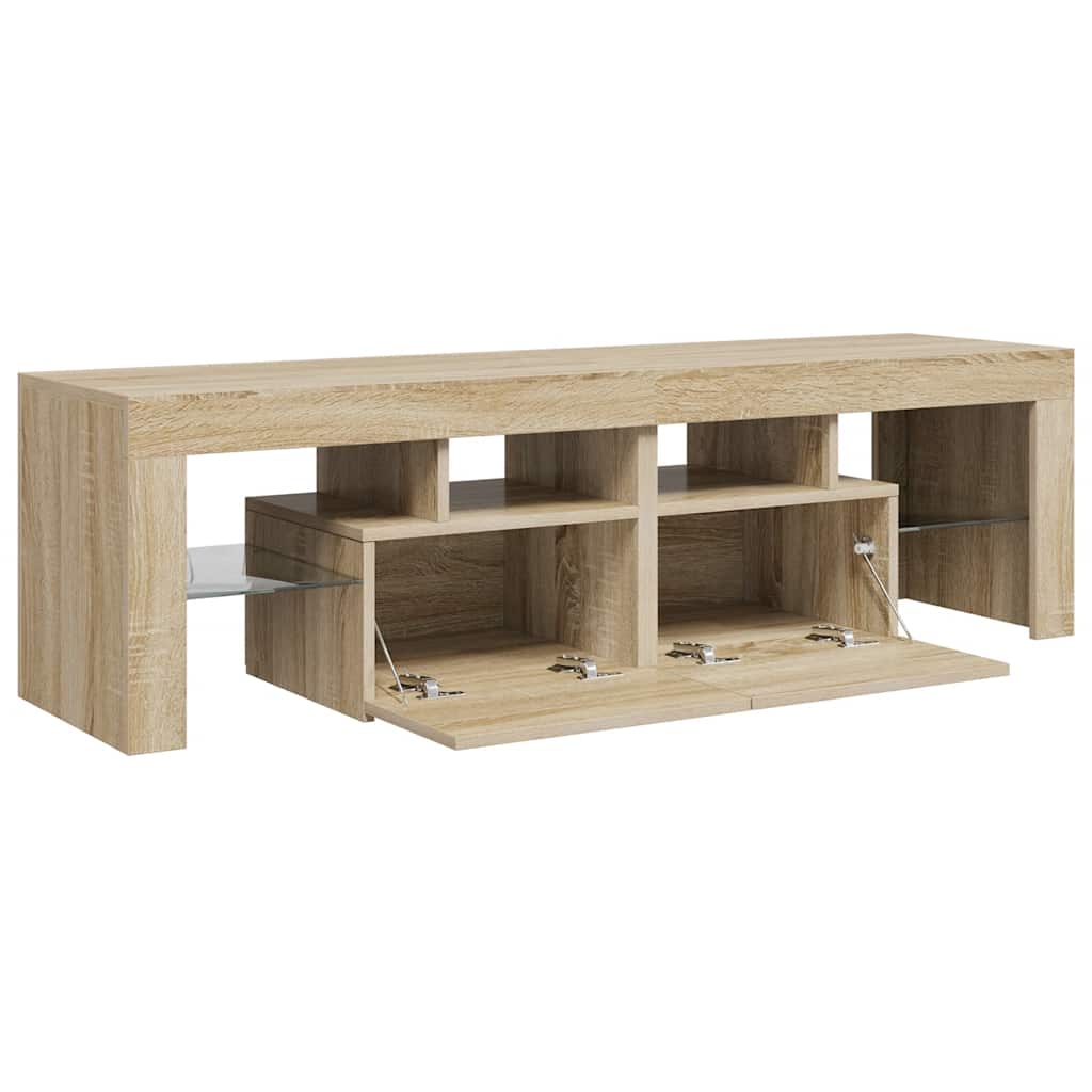 Tv-meubel LED-verlichting 140x36,5x40 cm sonoma eikenkleurig is nu te koop bij PeponiXL, paradijselijk wonen!