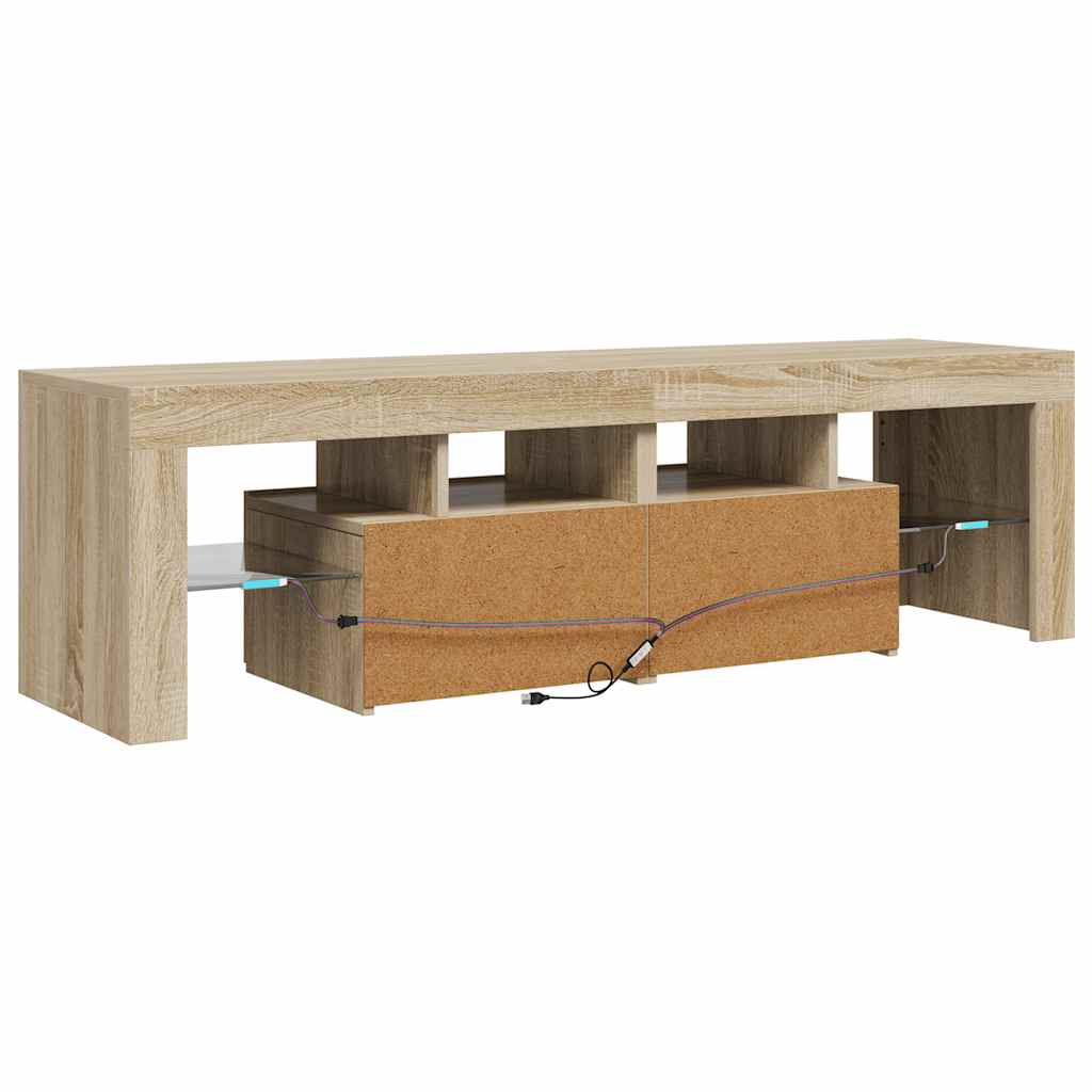 Tv-meubel LED-verlichting 140x36,5x40 cm sonoma eikenkleurig is nu te koop bij PeponiXL, paradijselijk wonen!