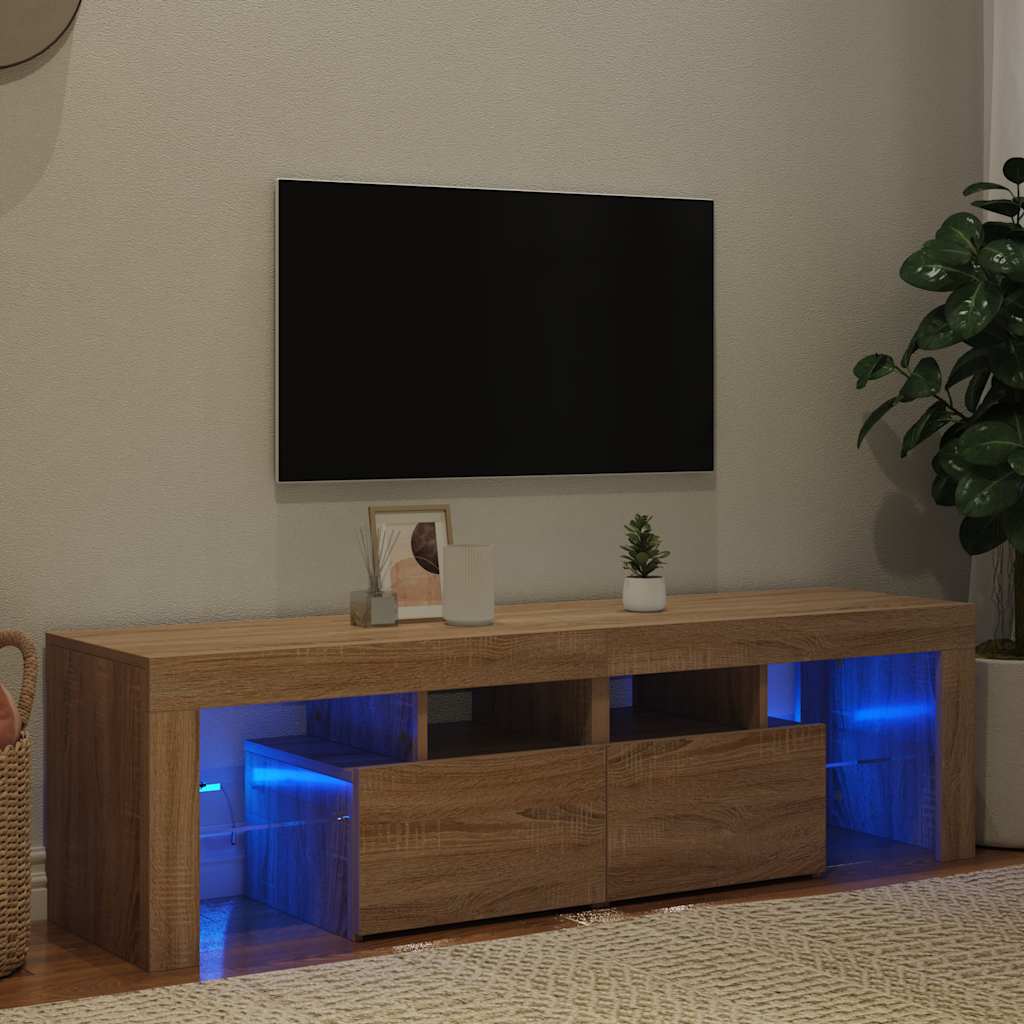 Tv-meubel LED-verlichting 140x36,5x40 cm sonoma eikenkleurig is nu te koop bij PeponiXL, paradijselijk wonen!