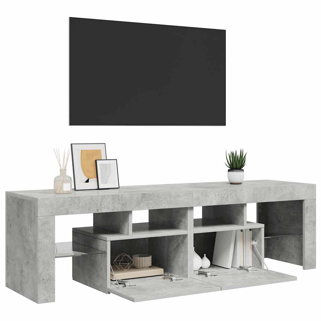 Tv-meubel met LED-verlichting 140x36,5x40 cm betongrijs is nu te koop bij PeponiXL, paradijselijk wonen!