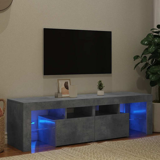 Tv-meubel met LED-verlichting 140x36,5x40 cm betongrijs is nu te koop bij PeponiXL, paradijselijk wonen!