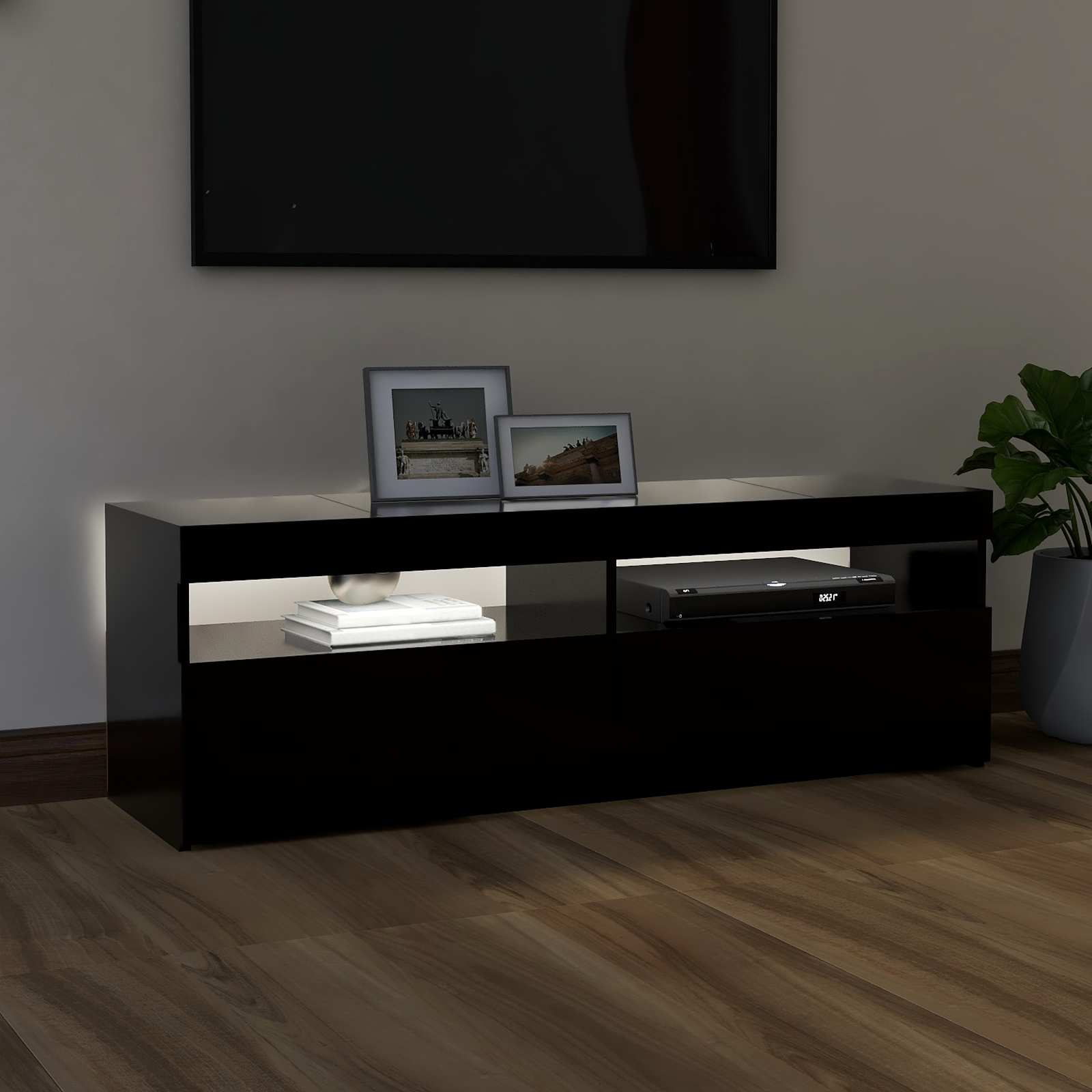 Tv-meubel met LED-verlichting 120x35x40 cm zwart is nu te koop bij PeponiXL, paradijselijk wonen!