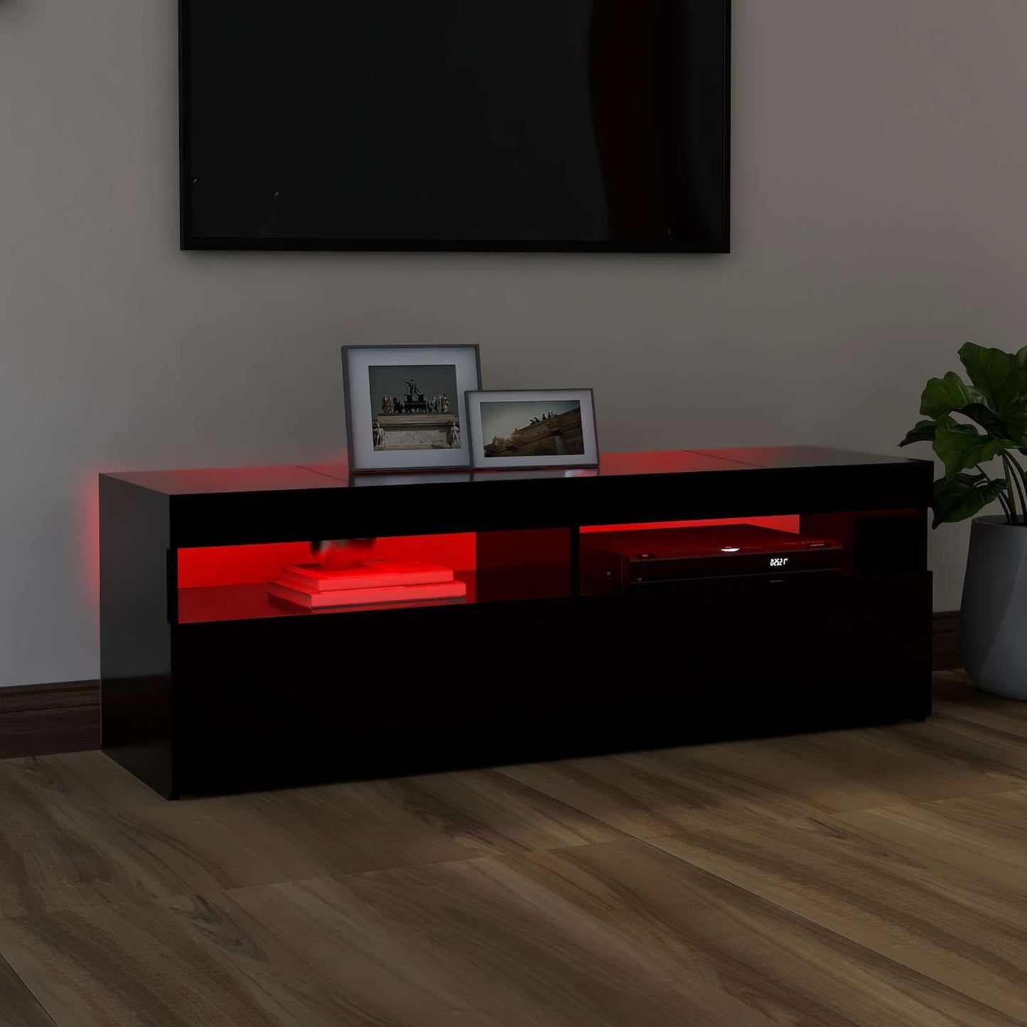Tv-meubel met LED-verlichting 120x35x40 cm zwart is nu te koop bij PeponiXL, paradijselijk wonen!