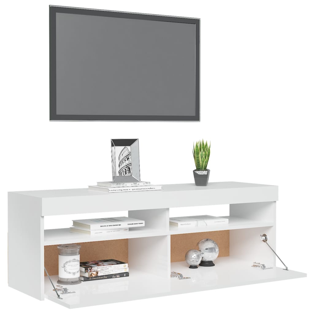 Tv-meubel met LED-verlichting 120x35x40 cm hoogglans wit is nu te koop bij PeponiXL, paradijselijk wonen!