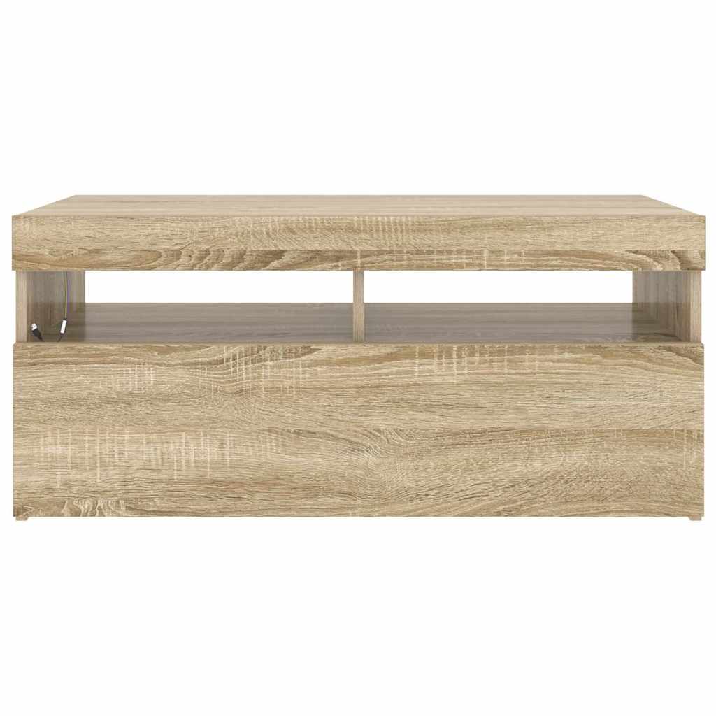 Tv-meubel met LED-verlichting 90x35x40 cm sonoma eikenkleurig is nu te koop bij PeponiXL, paradijselijk wonen!