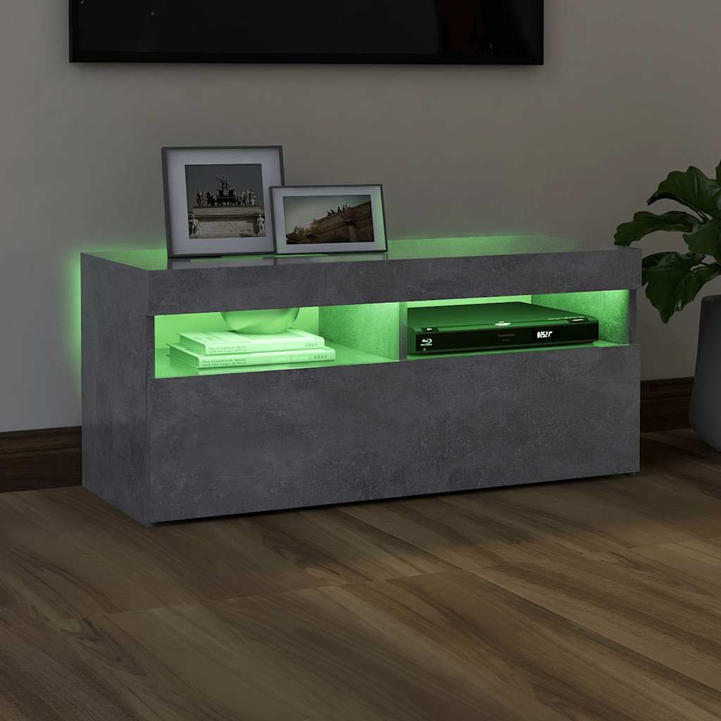 Tv-meubel met LED-verlichting 90x35x40 cm betongrijs is nu te koop bij PeponiXL, paradijselijk wonen!