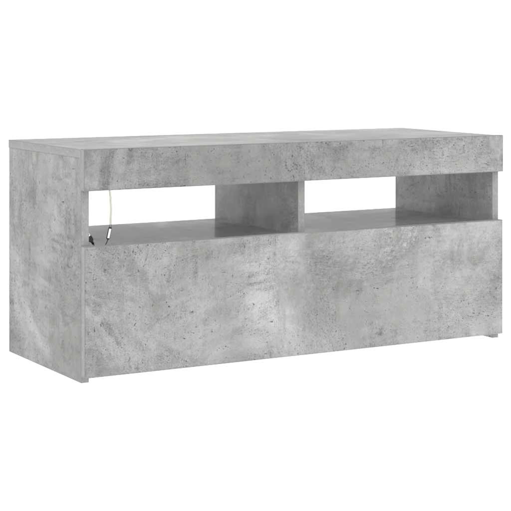 Tv-meubel met LED-verlichting 90x35x40 cm betongrijs is nu te koop bij PeponiXL, paradijselijk wonen!