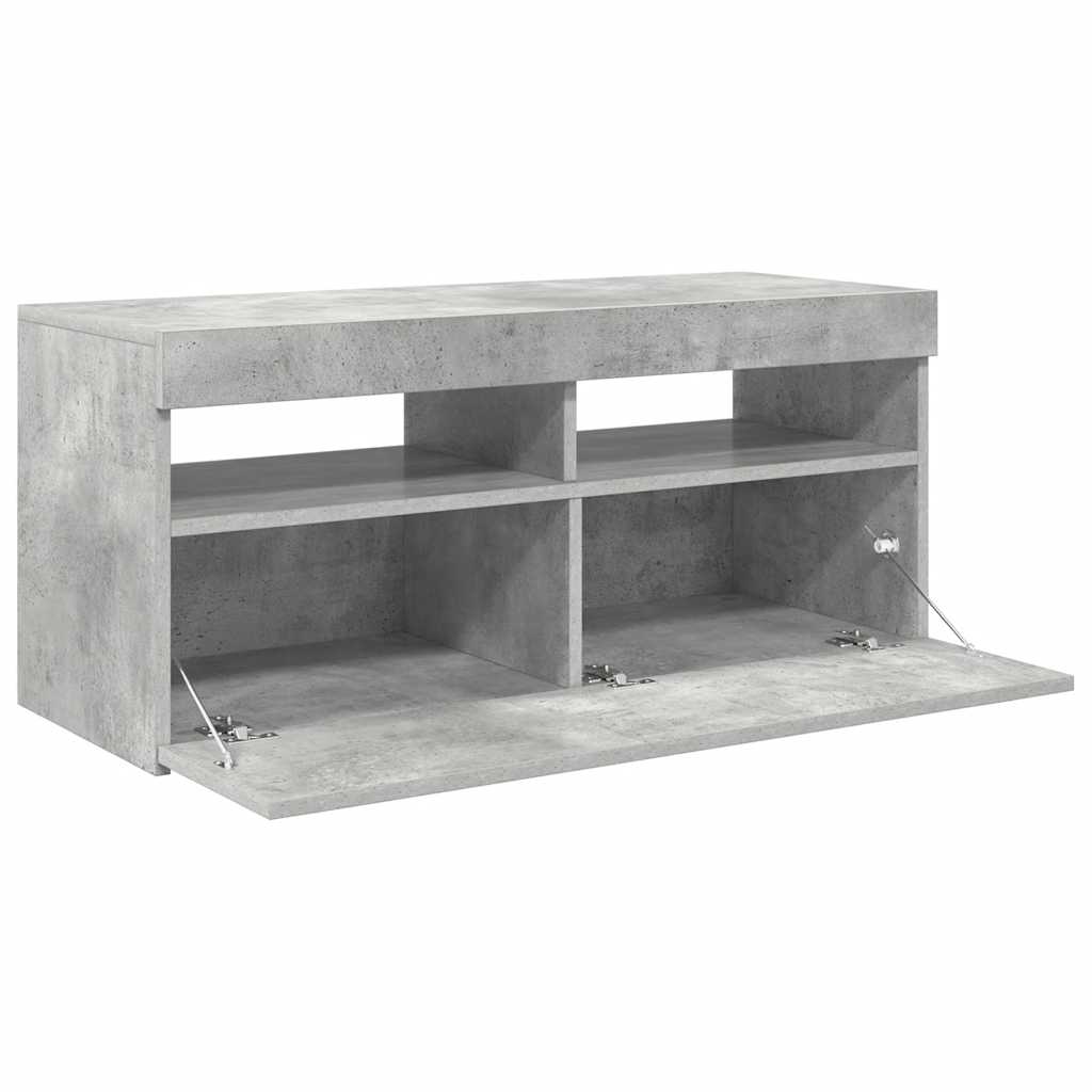 Tv-meubel met LED-verlichting 90x35x40 cm betongrijs is nu te koop bij PeponiXL, paradijselijk wonen!