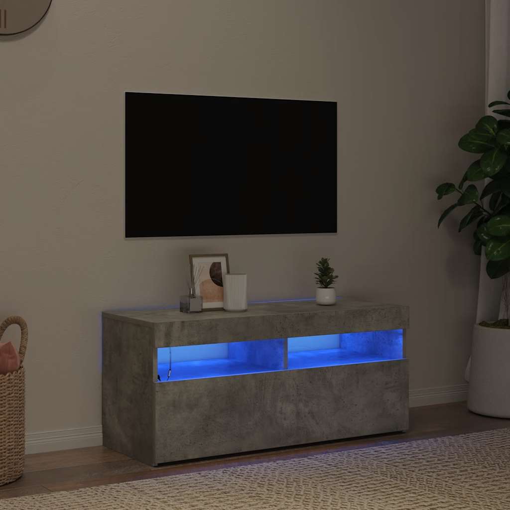 Tv-meubel met LED-verlichting 90x35x40 cm betongrijs is nu te koop bij PeponiXL, paradijselijk wonen!