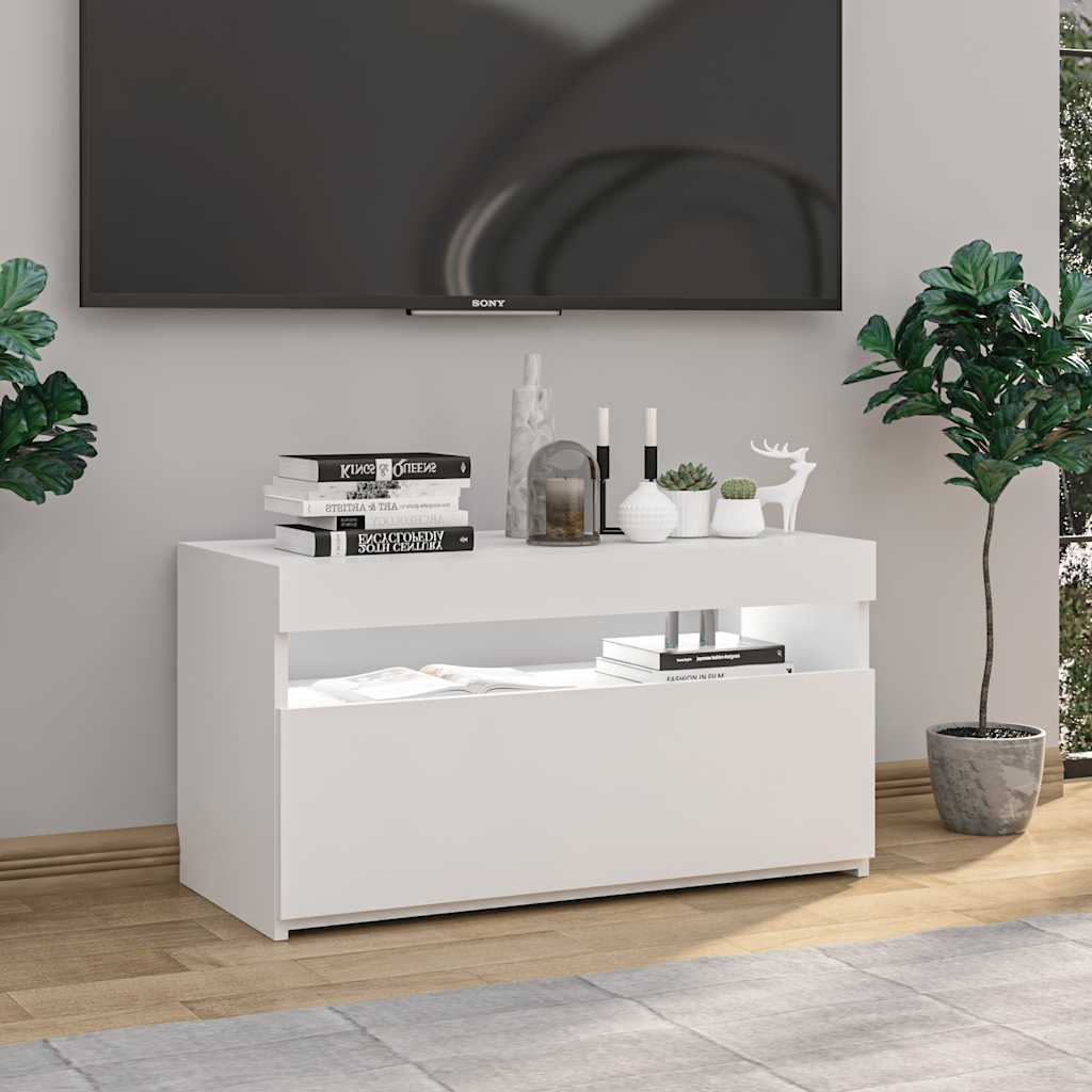 Tv-meubel met LED-verlichting 75x35x40 cm wit is nu te koop bij PeponiXL, paradijselijk wonen!