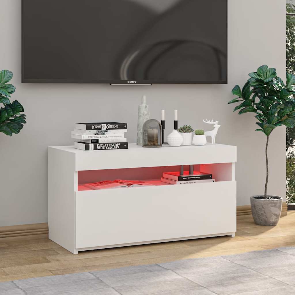 Tv-meubel met LED-verlichting 75x35x40 cm wit is nu te koop bij PeponiXL, paradijselijk wonen!