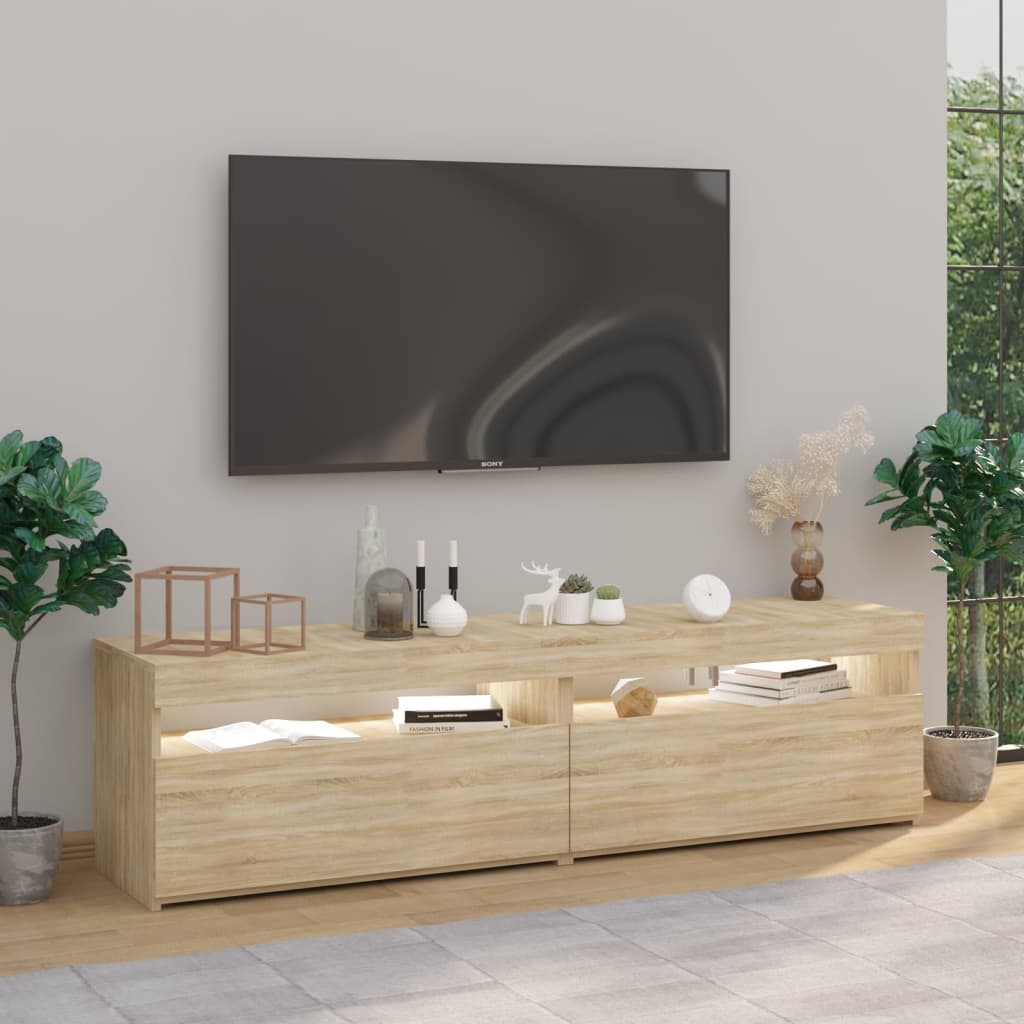Tv-meubelen 2 st met LED-verlichting 75x35x40 cm sonoma eiken is nu te koop bij PeponiXL, paradijselijk wonen!