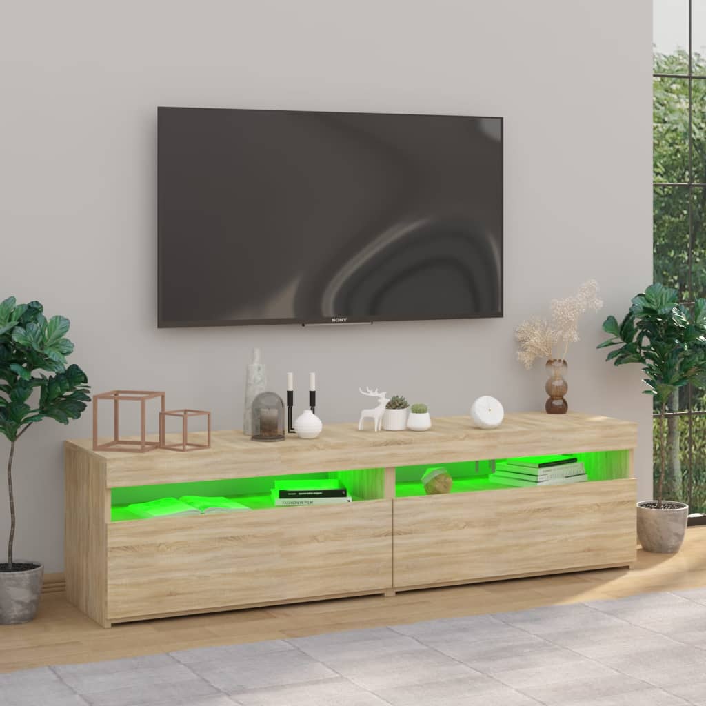Tv-meubelen 2 st met LED-verlichting 75x35x40 cm sonoma eiken is nu te koop bij PeponiXL, paradijselijk wonen!