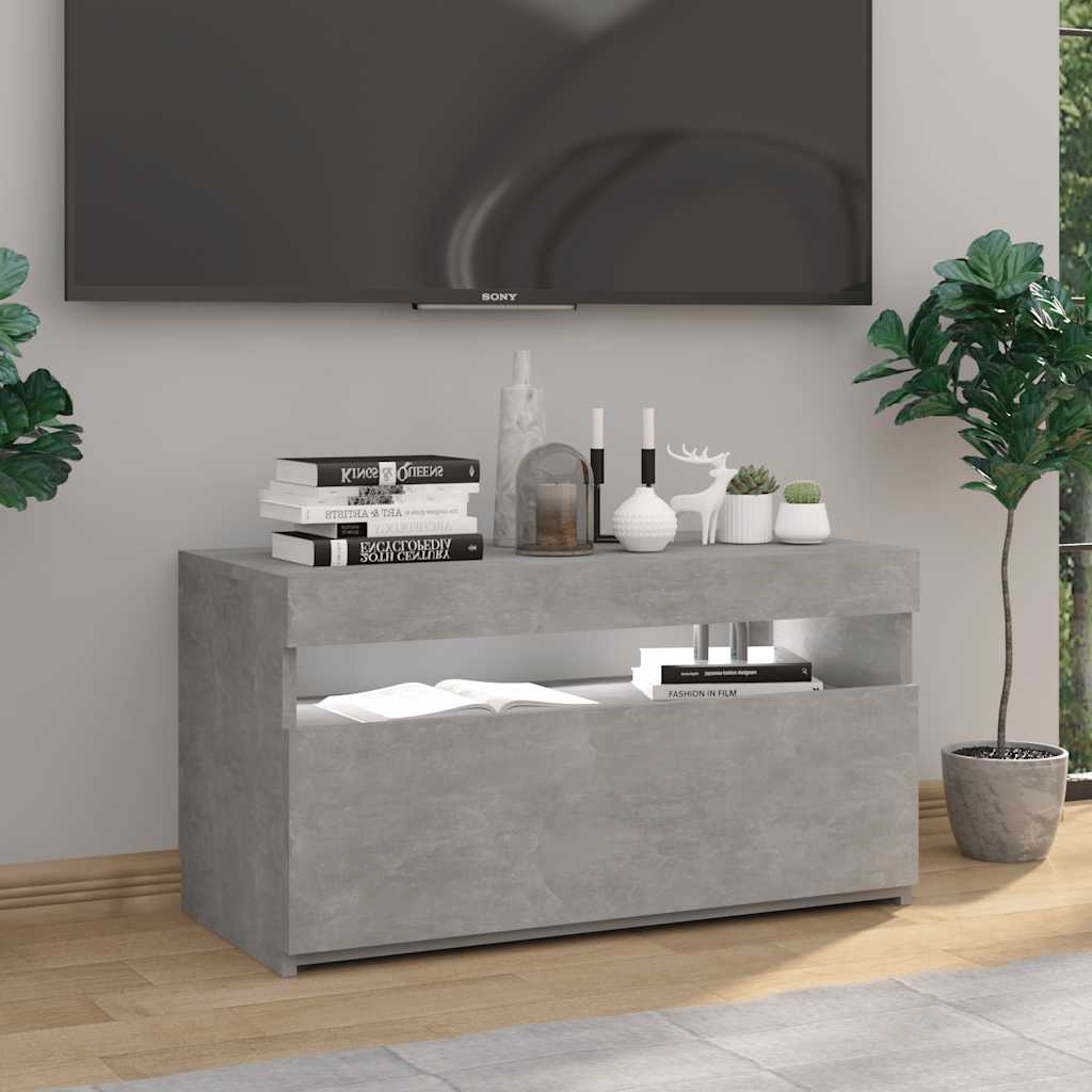 Tv-meubel met LED-verlichting 75x35x40 cm betongrijs is nu te koop bij PeponiXL, paradijselijk wonen!