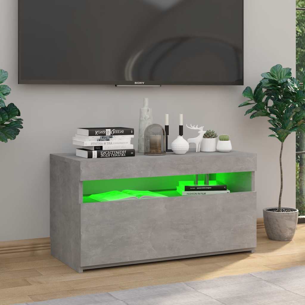Tv-meubel met LED-verlichting 75x35x40 cm betongrijs is nu te koop bij PeponiXL, paradijselijk wonen!