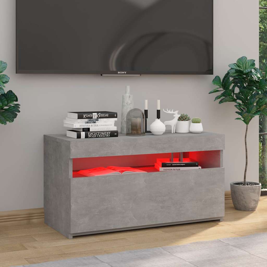Tv-meubel met LED-verlichting 75x35x40 cm betongrijs is nu te koop bij PeponiXL, paradijselijk wonen!