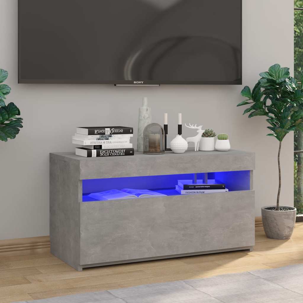 Tv-meubel met LED-verlichting 75x35x40 cm betongrijs is nu te koop bij PeponiXL, paradijselijk wonen!