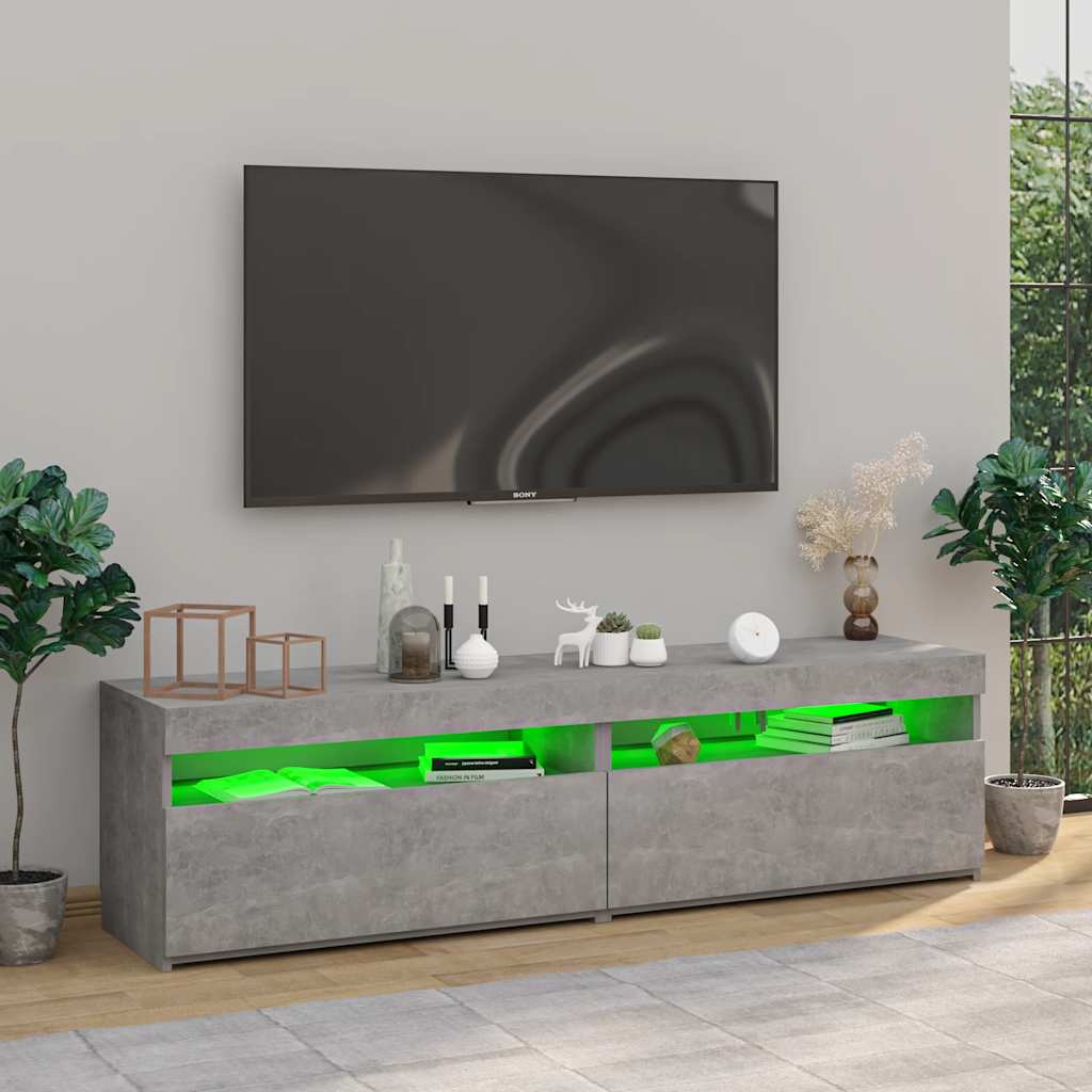 Tv-meubelen 2 st met LED-verlichting 75x35x40 cm betongrijs is nu te koop bij PeponiXL, paradijselijk wonen!