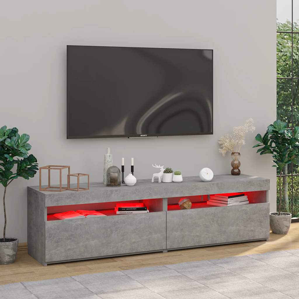 Tv-meubelen 2 st met LED-verlichting 75x35x40 cm betongrijs is nu te koop bij PeponiXL, paradijselijk wonen!