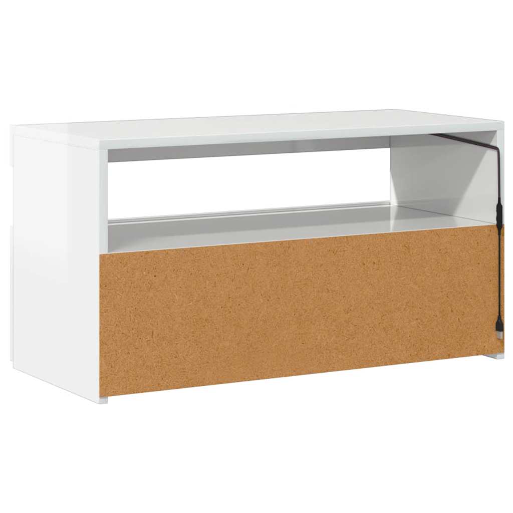 Tv-meubel met LED-verlichting 75x35x40 cm hoogglans wit is nu te koop bij PeponiXL, paradijselijk wonen!