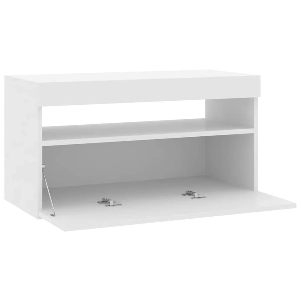 Tv-meubel met LED-verlichting 75x35x40 cm hoogglans wit is nu te koop bij PeponiXL, paradijselijk wonen!
