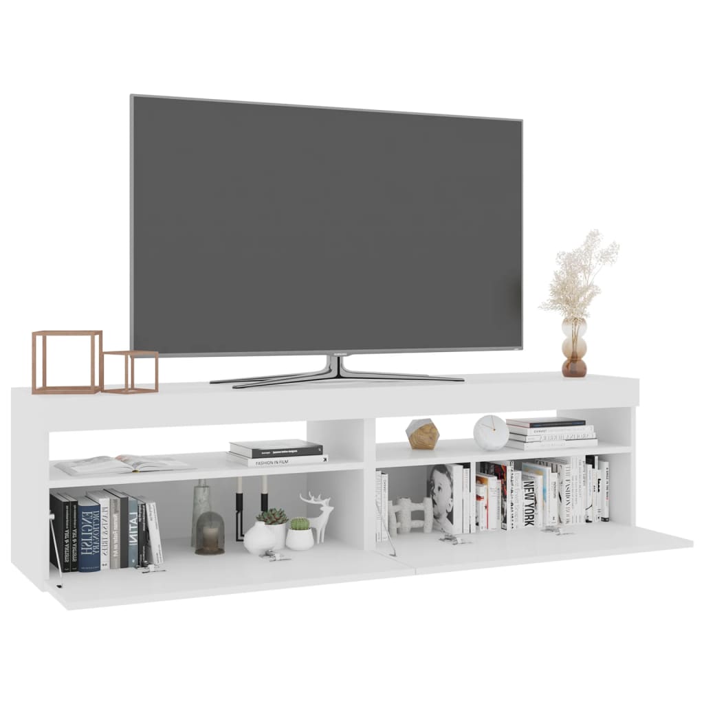 Tv-meubelen 2 st met LED-verlichting 75x35x40 cm hoogglans wit is nu te koop bij PeponiXL, paradijselijk wonen!