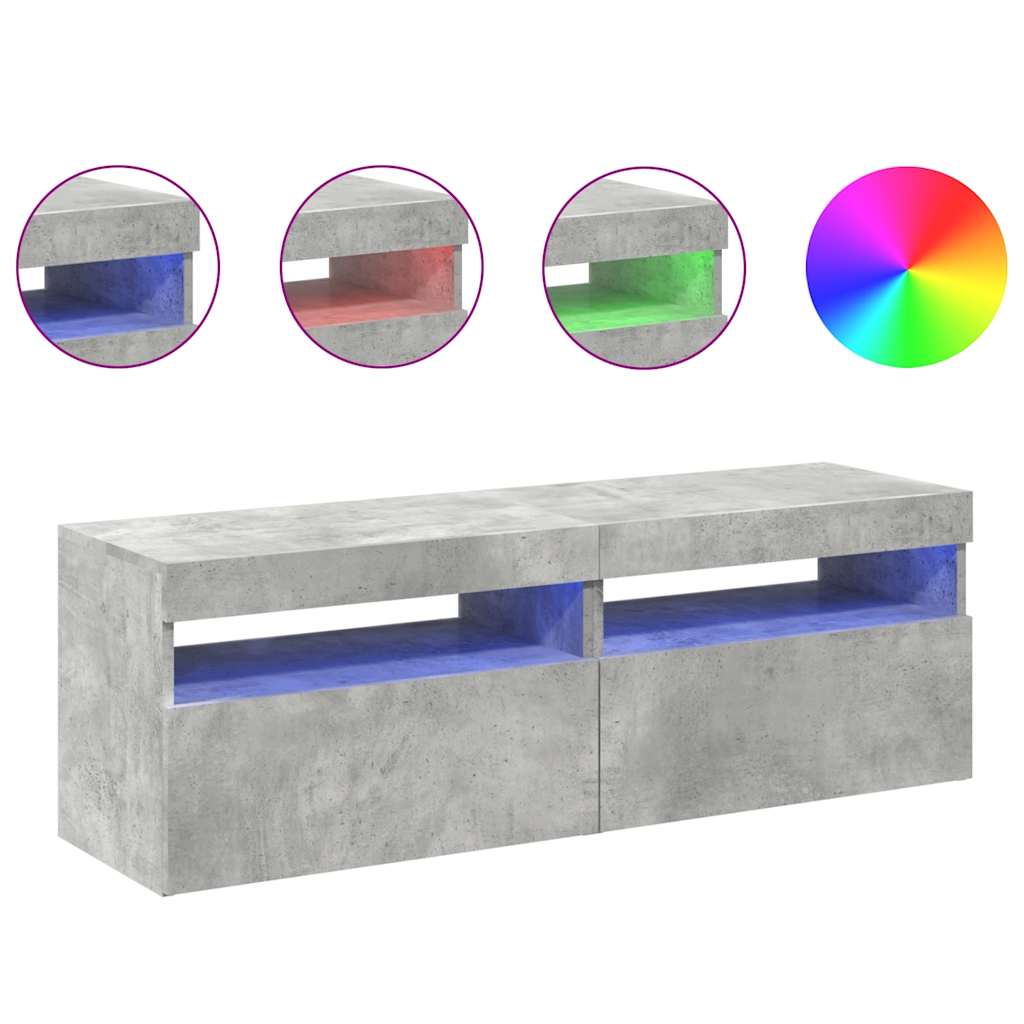 Tv-meubelen 2 st met LED-verlichting 60x35x40 cm betongrijs is nu te koop bij PeponiXL, paradijselijk wonen!