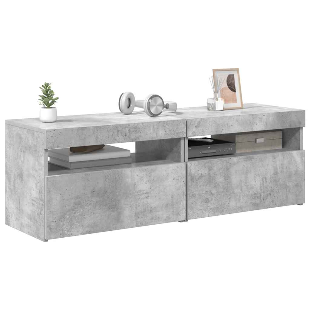 Tv-meubelen 2 st met LED-verlichting 60x35x40 cm betongrijs is nu te koop bij PeponiXL, paradijselijk wonen!