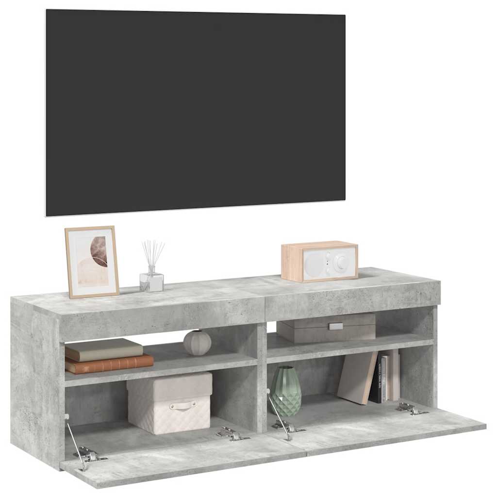 Tv-meubelen 2 st met LED-verlichting 60x35x40 cm betongrijs is nu te koop bij PeponiXL, paradijselijk wonen!