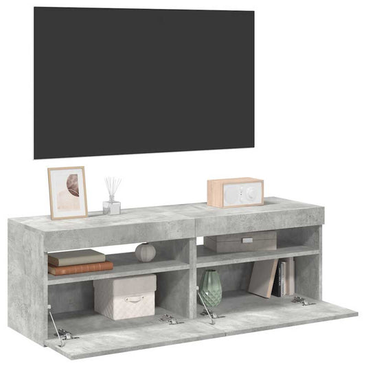 Tv-meubelen 2 st met LED-verlichting 60x35x40 cm betongrijs is nu te koop bij PeponiXL, paradijselijk wonen!