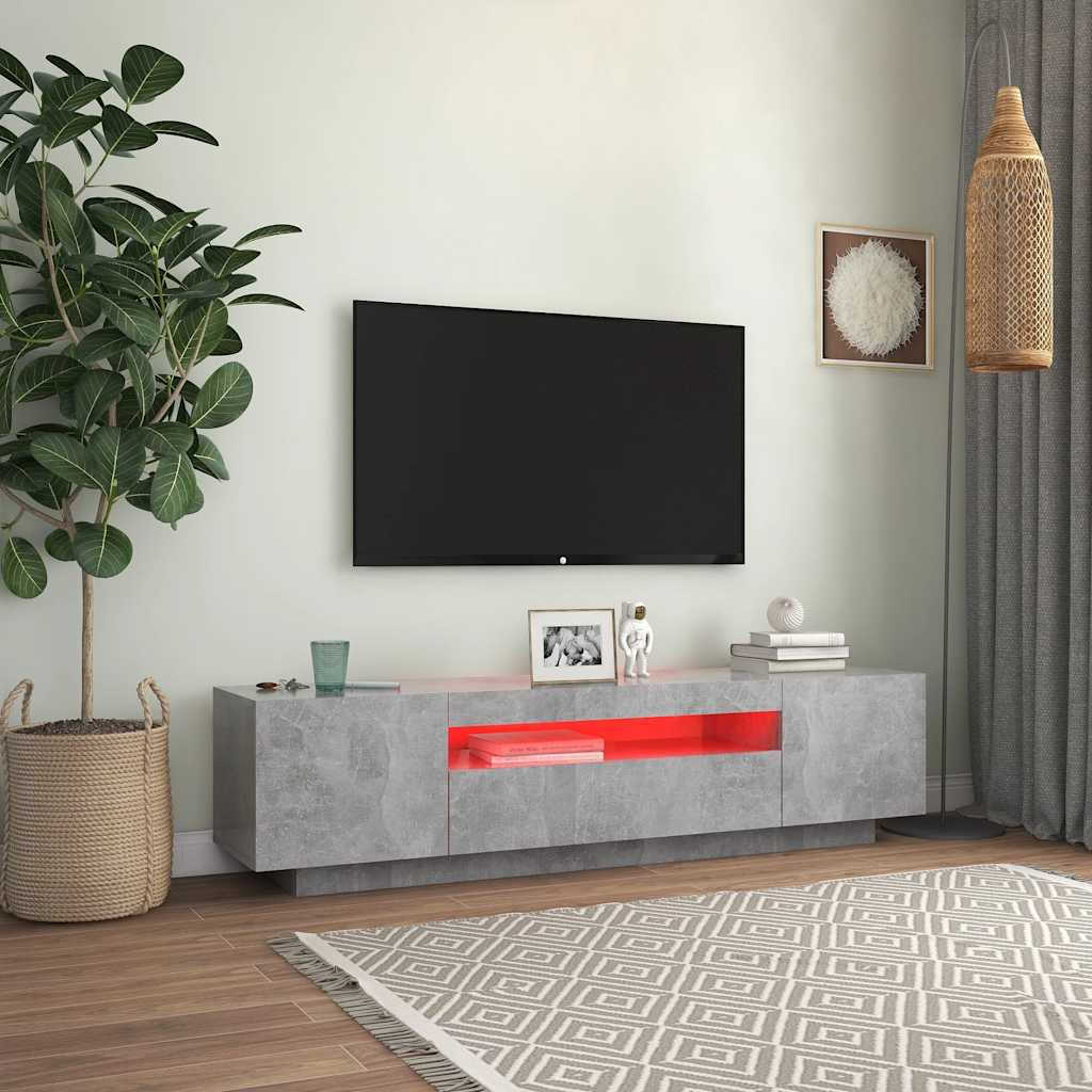 Tv-meubel met LED-verlichting 160x35x40 cm betongrijs is nu te koop bij PeponiXL, paradijselijk wonen!