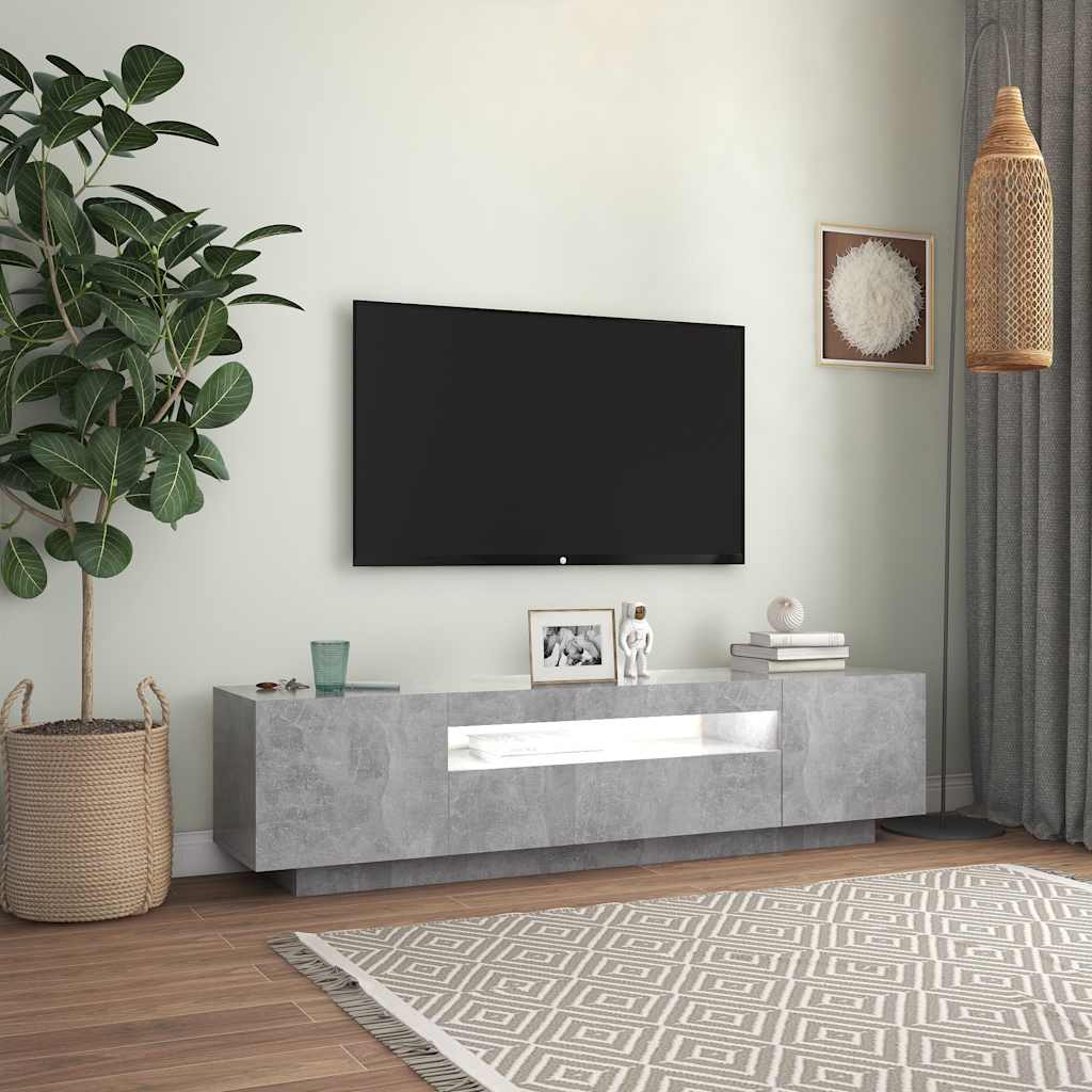 Tv-meubel met LED-verlichting 160x35x40 cm betongrijs is nu te koop bij PeponiXL, paradijselijk wonen!
