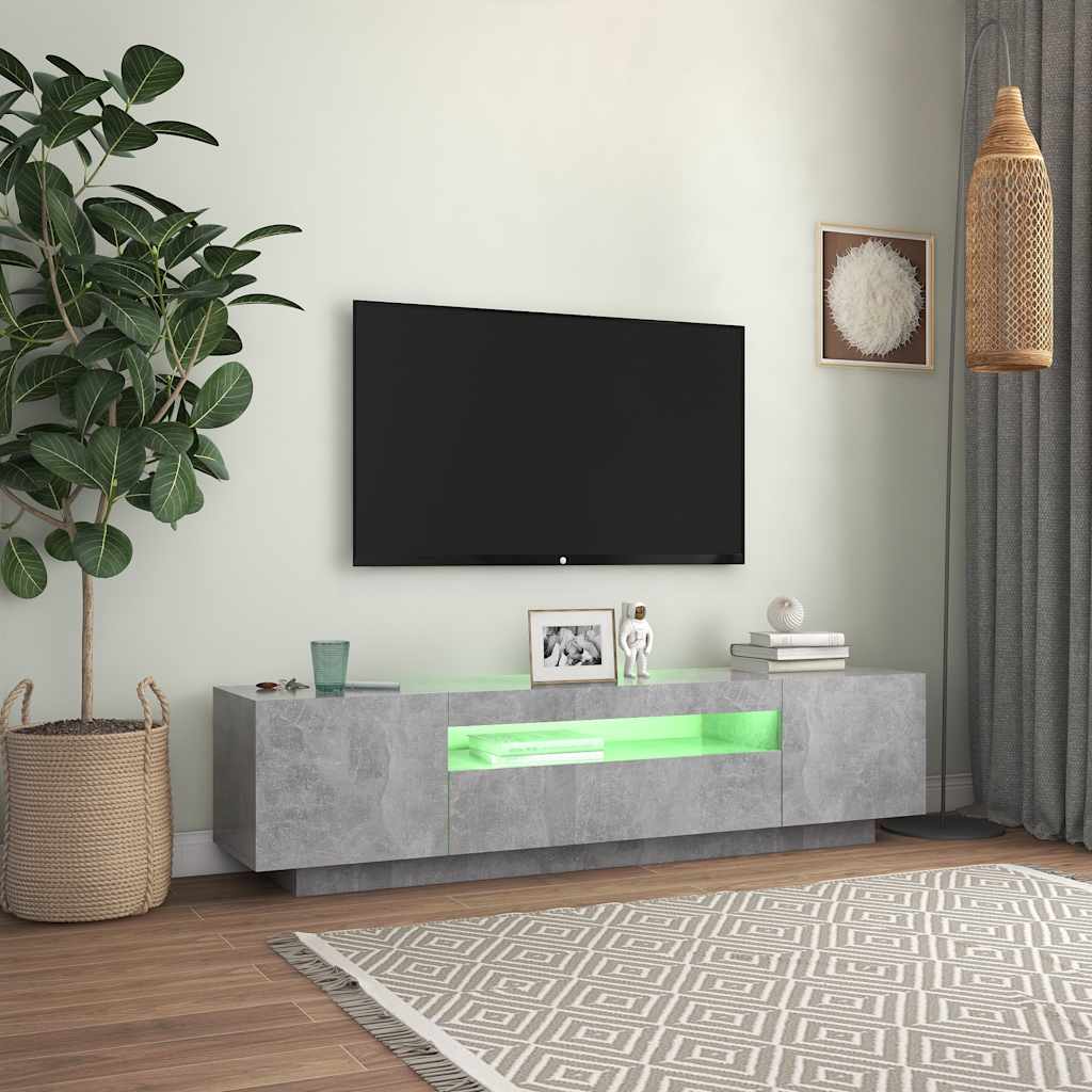 Tv-meubel met LED-verlichting 160x35x40 cm betongrijs is nu te koop bij PeponiXL, paradijselijk wonen!