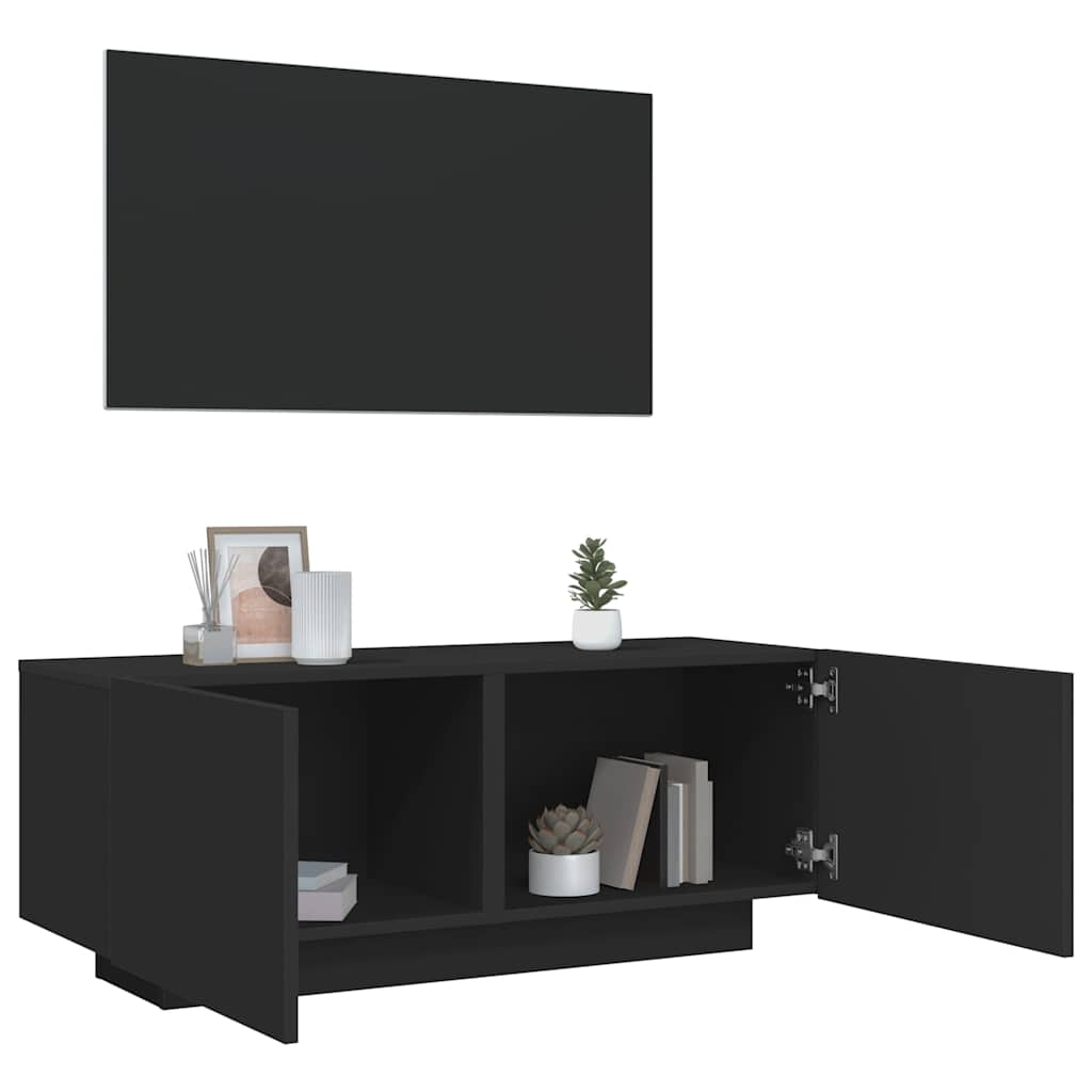 Tv-meubel 100x35x40 cm bewerkt hout zwart is nu te koop bij PeponiXL, paradijselijk wonen!