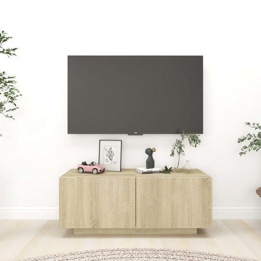 Tv-meubel 100x35x40 cm bewerkt hout sonoma eikenkleurig is nu te koop bij PeponiXL, paradijselijk wonen!
