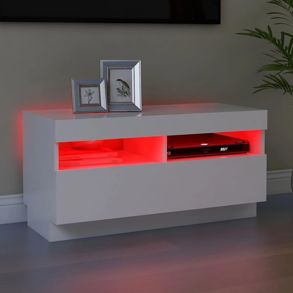 Tv-meubel met LED-verlichting 80x35x40 cm wit is nu te koop bij PeponiXL, paradijselijk wonen!