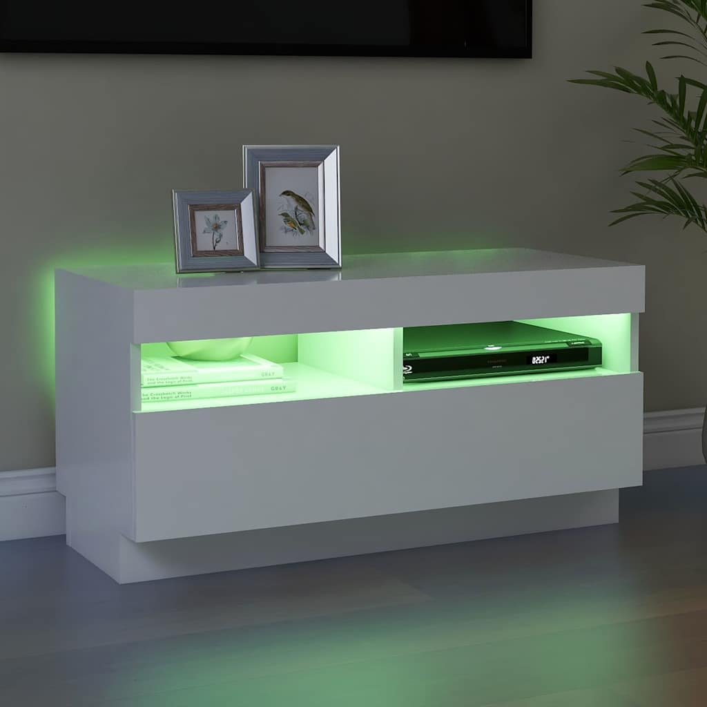 Tv-meubel met LED-verlichting 80x35x40 cm wit is nu te koop bij PeponiXL, paradijselijk wonen!