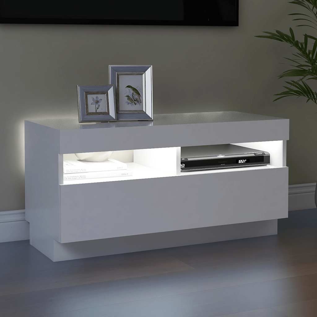 Tv-meubel met LED-verlichting 80x35x40 cm wit is nu te koop bij PeponiXL, paradijselijk wonen!