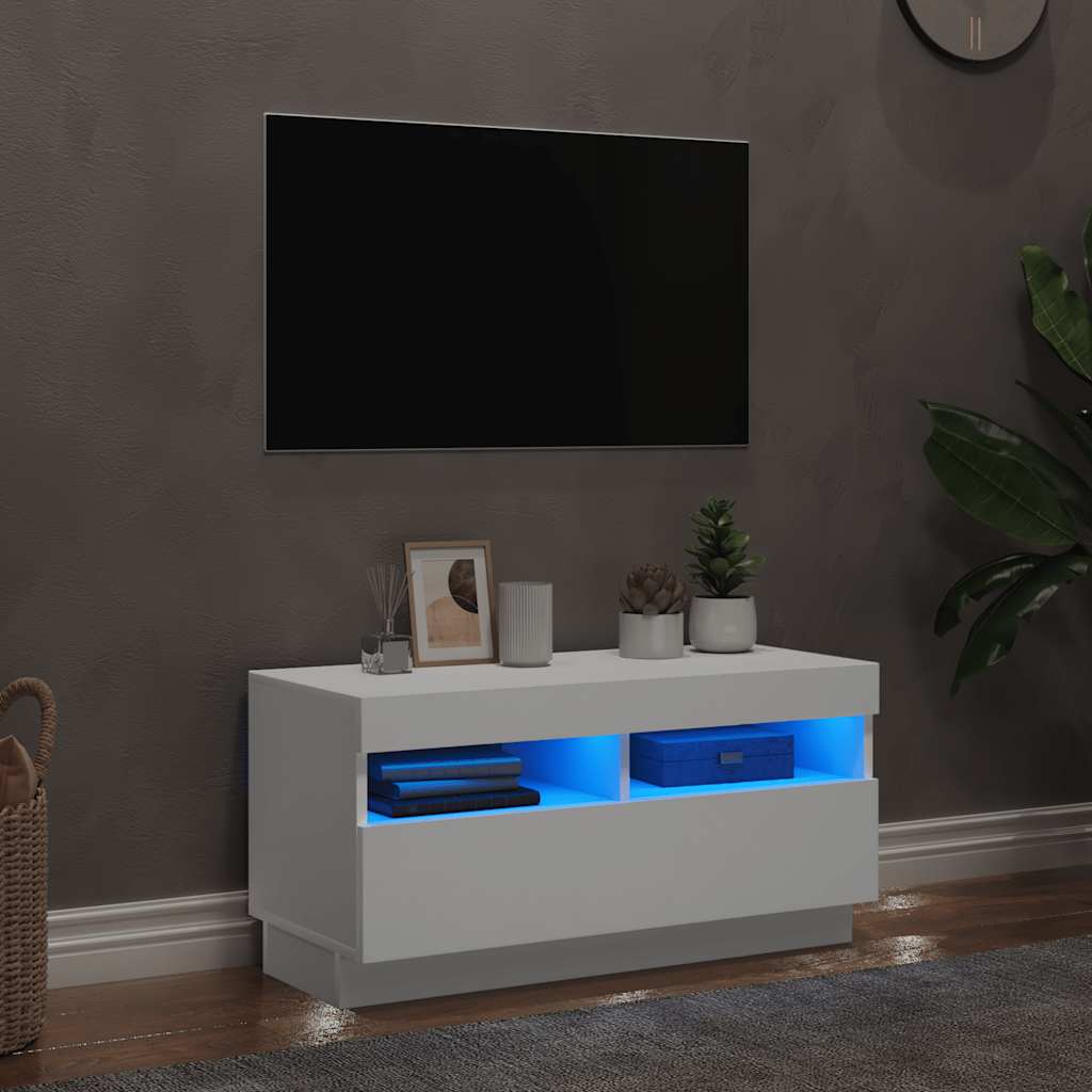 Tv-meubel met LED-verlichting 80x35x40 cm wit is nu te koop bij PeponiXL, paradijselijk wonen!