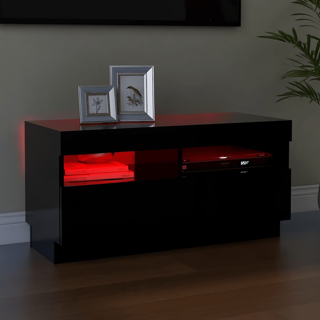 Tv-meubel met LED-verlichting 80x35x40 cm zwart is nu te koop bij PeponiXL, paradijselijk wonen!