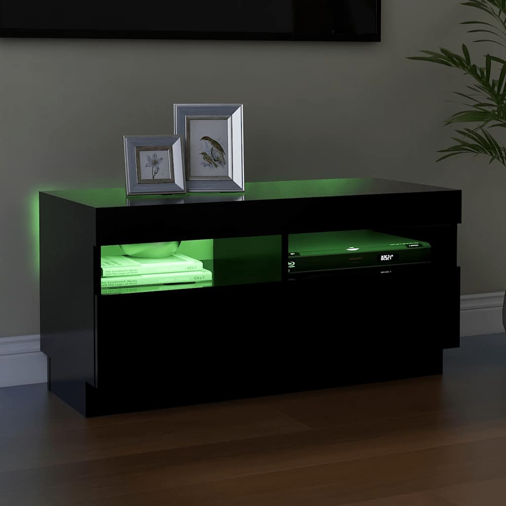 Tv-meubel met LED-verlichting 80x35x40 cm zwart is nu te koop bij PeponiXL, paradijselijk wonen!