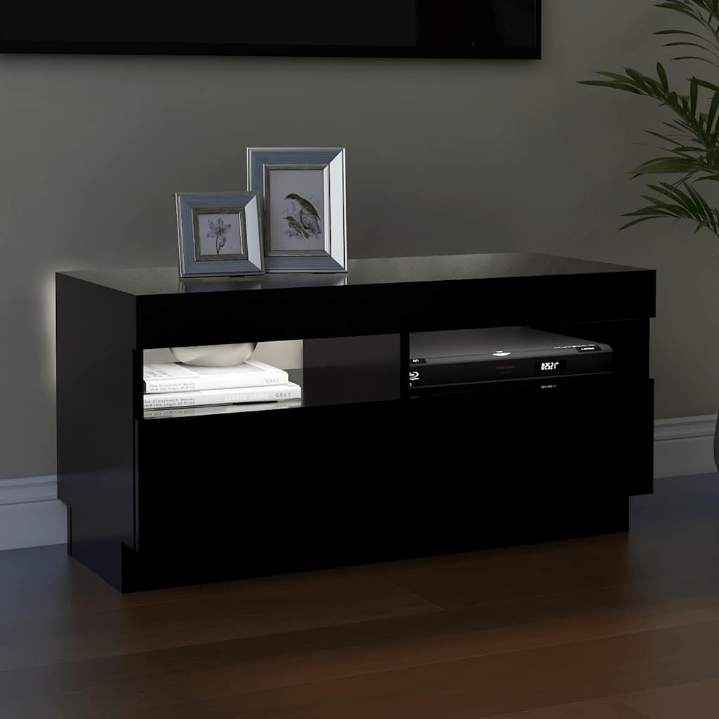 Tv-meubel met LED-verlichting 80x35x40 cm zwart is nu te koop bij PeponiXL, paradijselijk wonen!