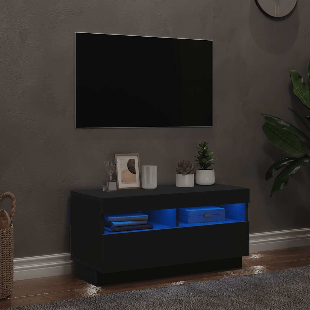 Tv-meubel met LED-verlichting 80x35x40 cm zwart is nu te koop bij PeponiXL, paradijselijk wonen!
