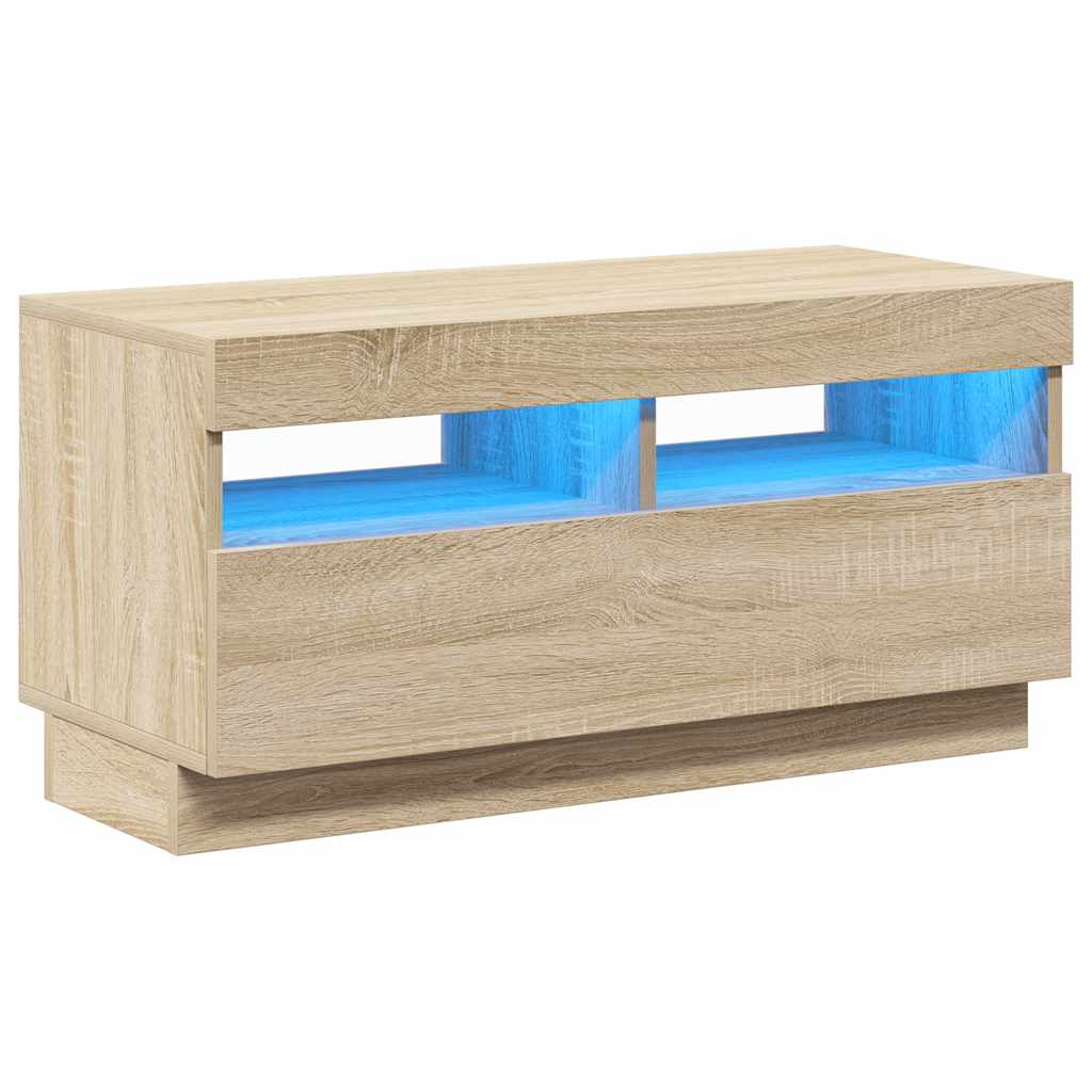 Tv-meubel met LED-verlichting 80x35x40 cm sonoma eikenkleurig is nu te koop bij PeponiXL, paradijselijk wonen!