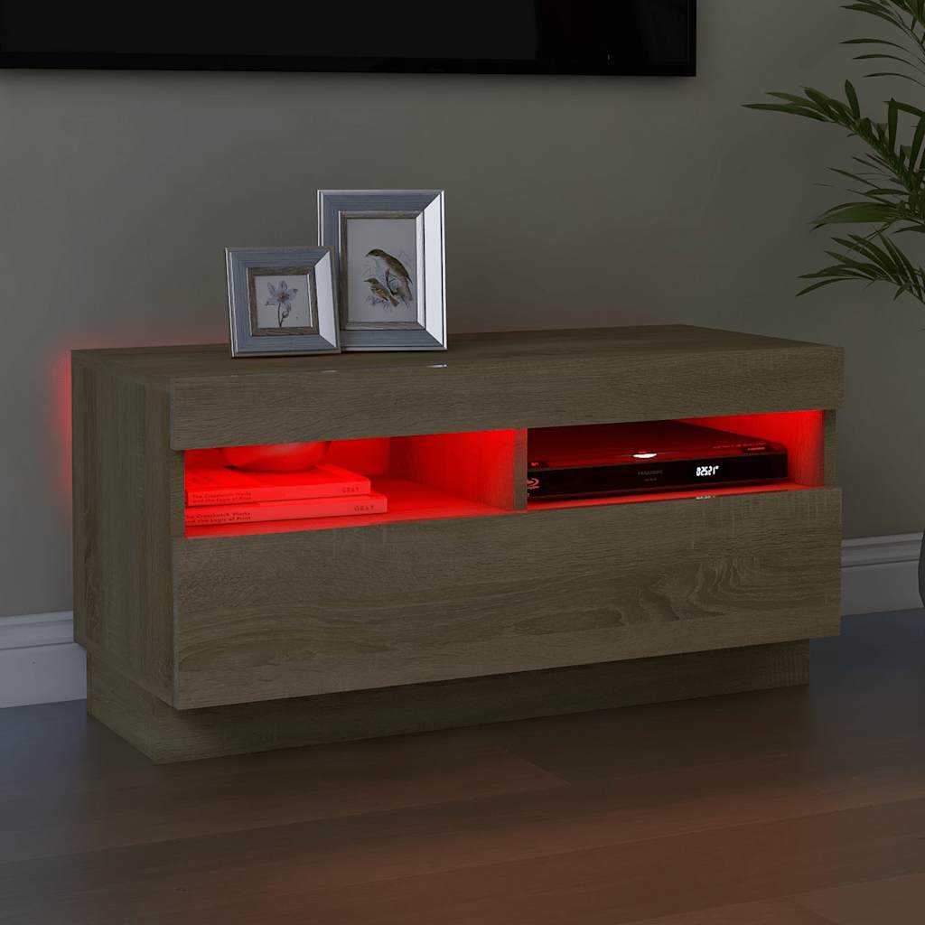 Tv-meubel met LED-verlichting 80x35x40 cm sonoma eikenkleurig is nu te koop bij PeponiXL, paradijselijk wonen!